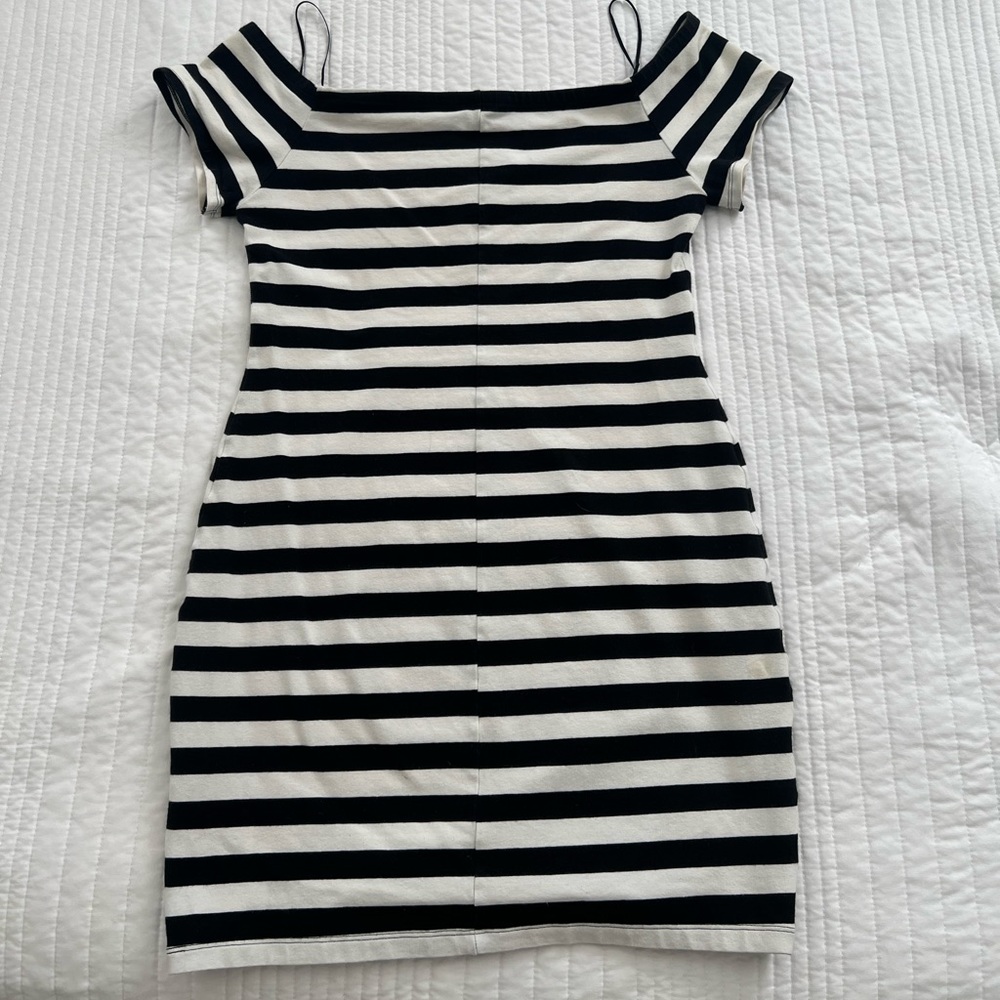 Black and white striped dress